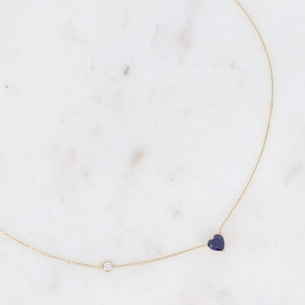 Collier - cristal coeur et oxyde de zirconium