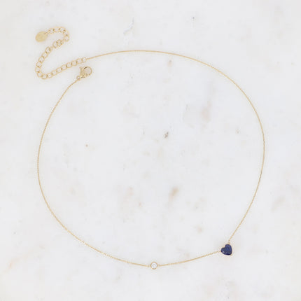 Collier - cristal coeur et oxyde de zirconium