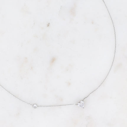 Collier - cristal coeur et oxyde de zirconium
