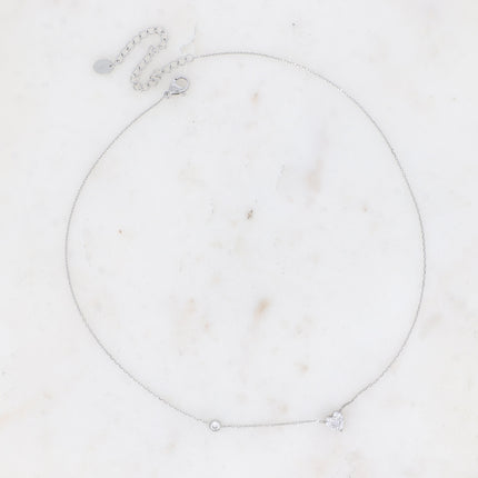 Collier - cristal coeur et oxyde de zirconium
