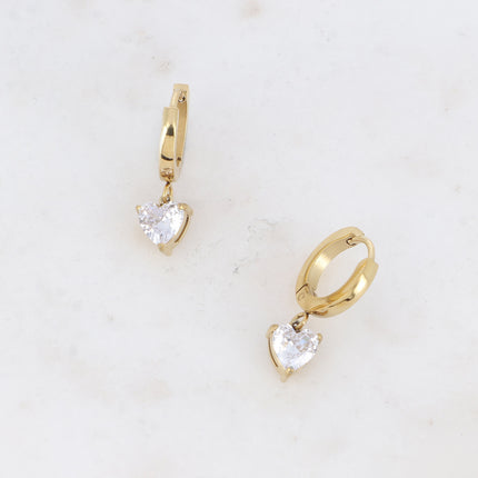 Hoop earrings - crystal heart and zirconium oxide