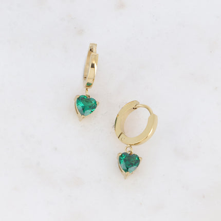 Hoop earrings - crystal heart and zirconium oxide