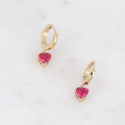 Hoop earrings - crystal heart and zirconium oxide