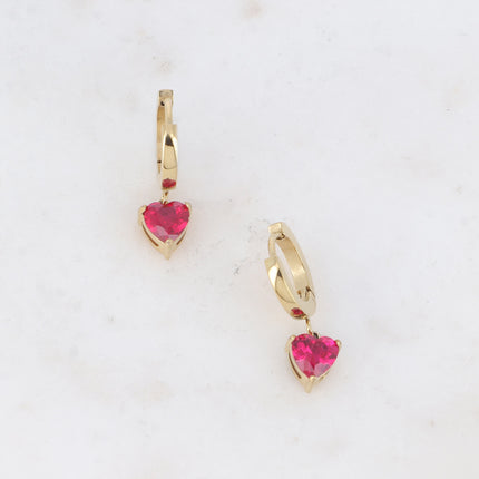 Hoop earrings - crystal heart and zirconium oxide