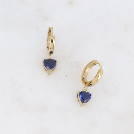 Hoop earrings - crystal heart and zirconium oxide