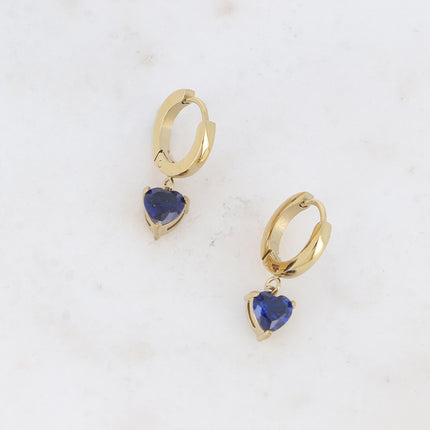 Hoop earrings - crystal heart and zirconium oxide