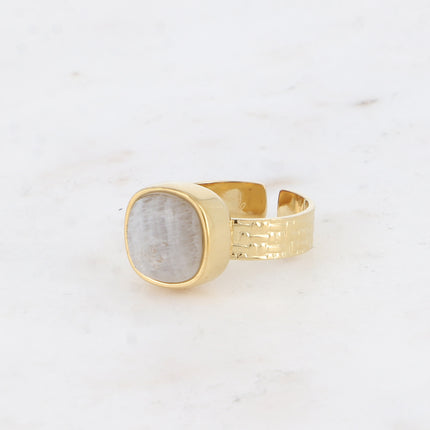 Bague Sivaria - pierre naturelle carrée 10mm