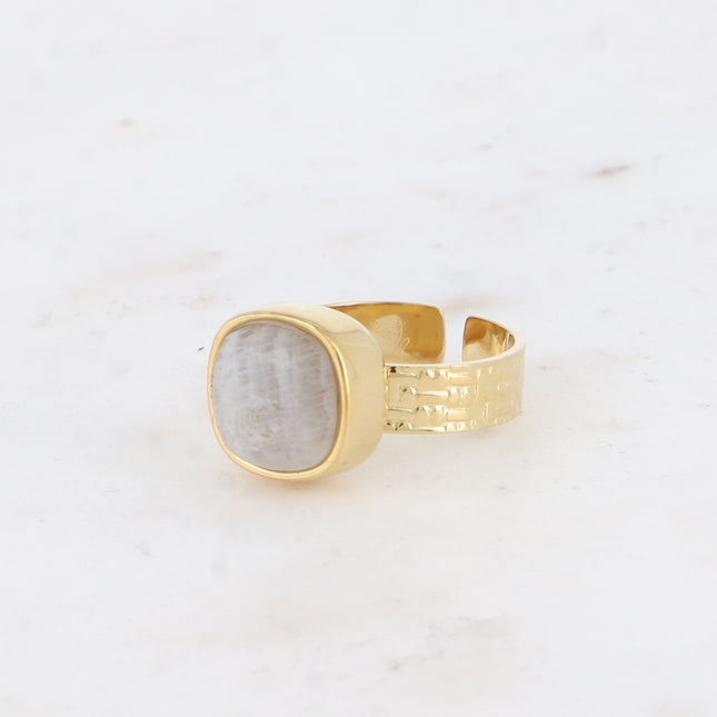 Bague Sivaria - pierre naturelle carrée 10mm