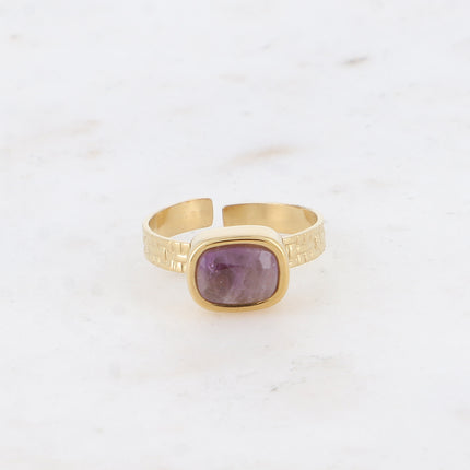 Bague Cindy - pierre naturelle rectangulaire