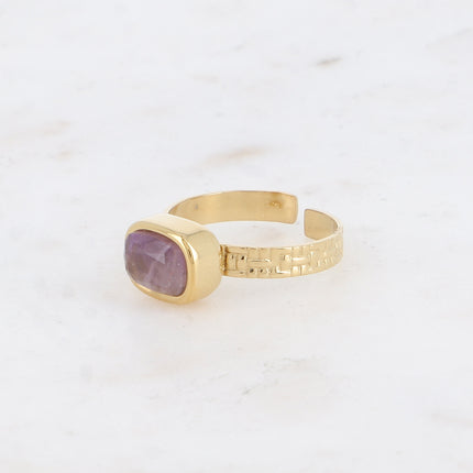 Bague Cindy - pierre naturelle rectangulaire