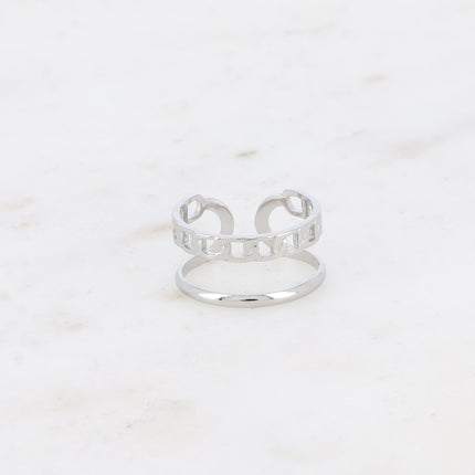 Bague - 2 rangs, maille gourmette et lisse