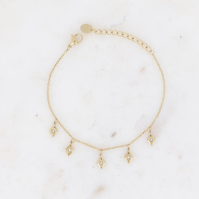 Sakina Bracelet - 5 diamonds, star and cubic zirconia