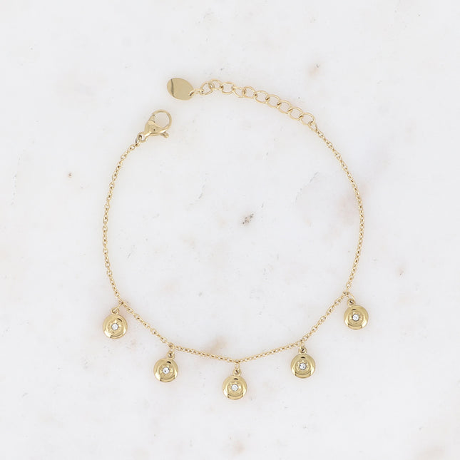 Dima Bracelet - 5 round charms, star and cubic zirconia