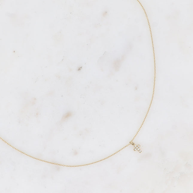 Collier - mini croix avec oxydes de zirconium