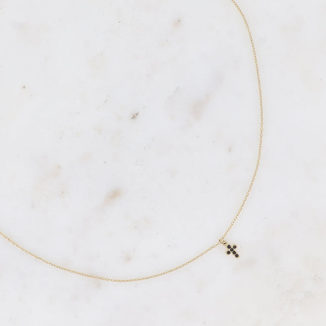 Collier - mini croix avec oxydes de zirconium