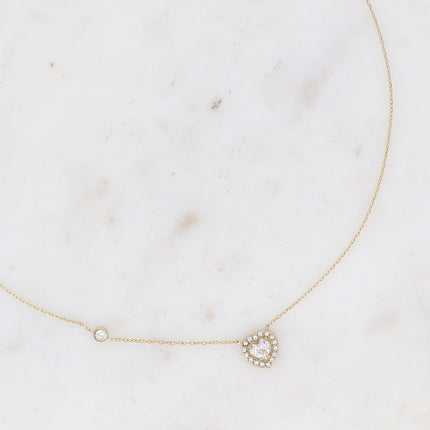 Collier - coeur cristal et oxydes de zirconium