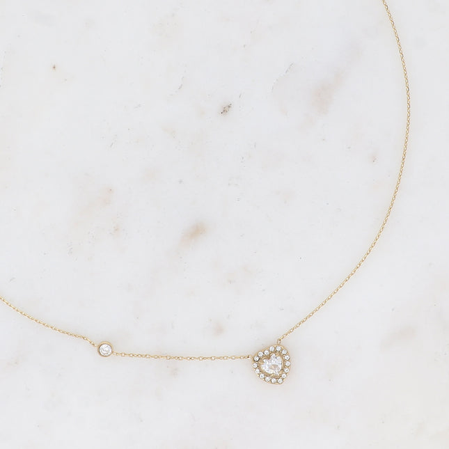 Necklace - crystal heart and cubic zirconia