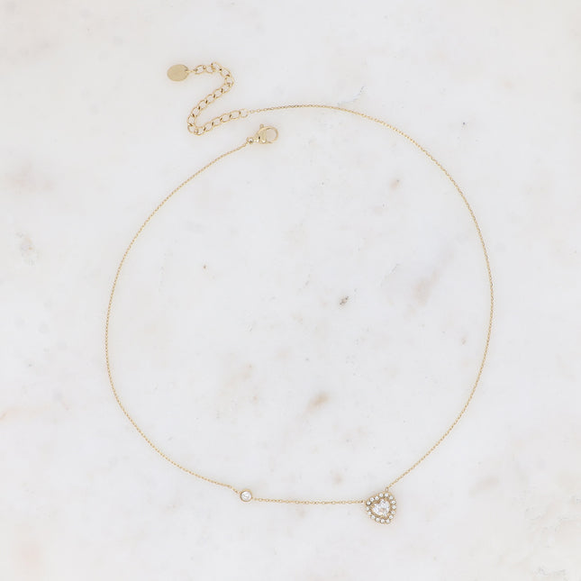 Necklace - crystal heart and cubic zirconia
