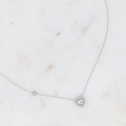 Collier - coeur cristal et oxydes de zirconium