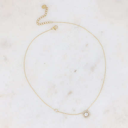 Collier - cristal carré et oxydes de zirconium