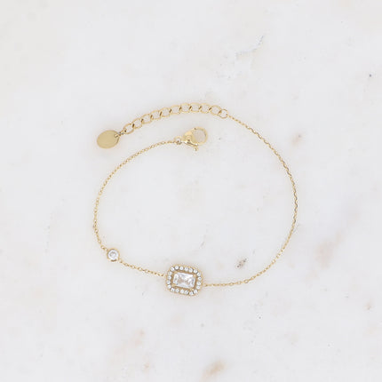 Bracelet - cristal rectangulaire et oxydes de zirconium
