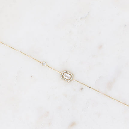 Bracelet - cristal rectangulaire et oxydes de zirconium