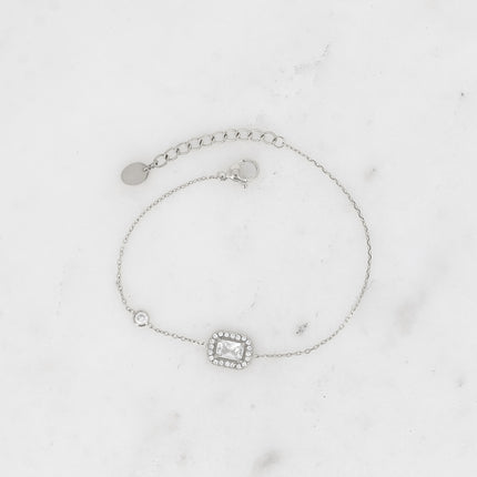 Bracelet - cristal rectangulaire et oxydes de zirconium