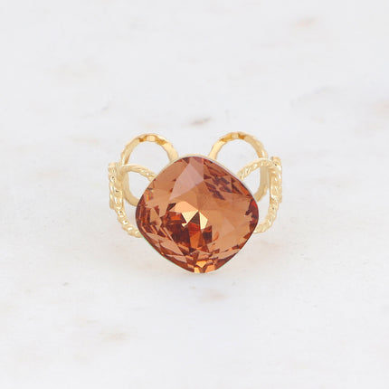 Bague Dasia - anneau aux cercles striés et orné de cristaux Swarovski®