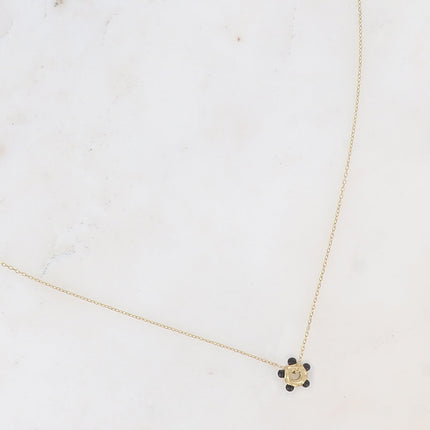 Collier - mini pendentif rondelle et pierres naturelles