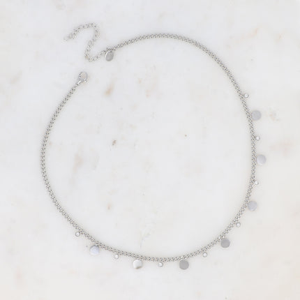 Collier - maille gourmette, pastilles rondes et cristaux