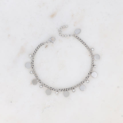 Bracelet - maille gourmette, pastilles rondes et cristaux