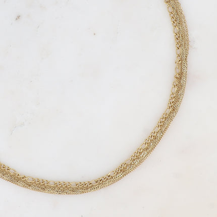 Collier Sultana - 5 rangs forçat, torsadé, gourmettes et figaro