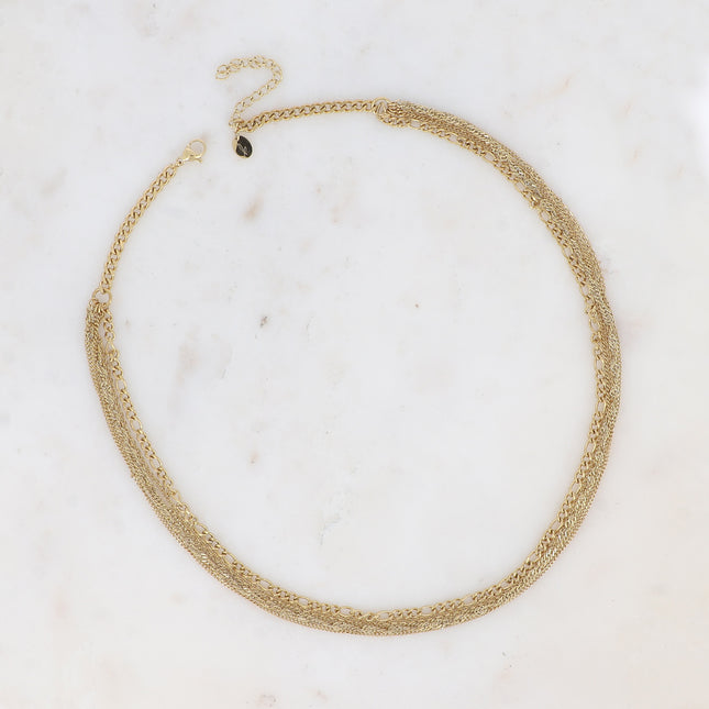 Sultana Necklace - 5 strands of curb chain, twisted chain, curb chain and Figaro chain