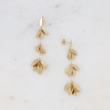Cataleya drop earrings - foliage and chains