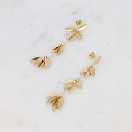 Cataleya drop earrings - foliage and chains