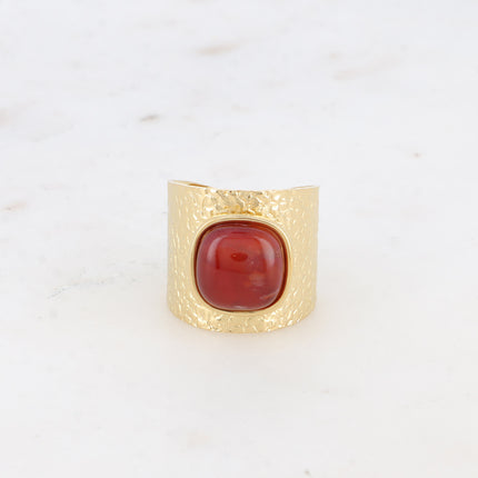 Bague large - effet écaillé, cabochon carré et émail