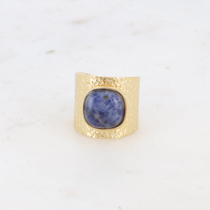 Bague large - effet écaillé, cabochon carré et émail