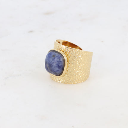 Bague large - effet écaillé, cabochon carré et émail