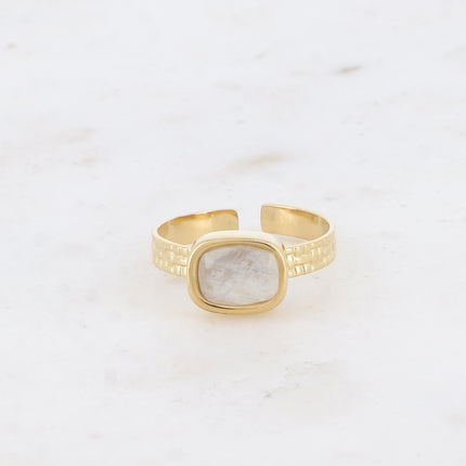 Bague Cindy - pierre naturelle rectangulaire