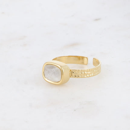 Bague Cindy - pierre naturelle rectangulaire