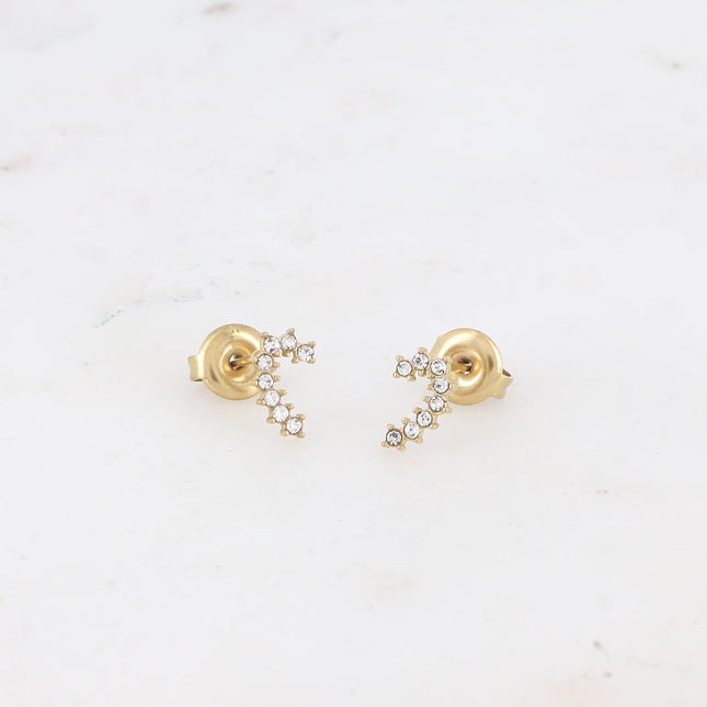 Mini stud earrings - curved and set with zirconium oxides