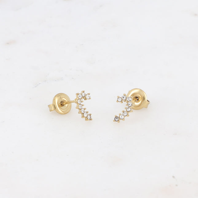 Mini stud earrings - curved and set with zirconium oxides