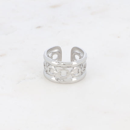 Wide ring - openwork and hammered mesh effect