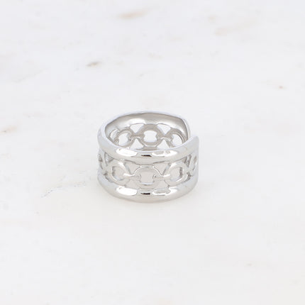 Wide ring - openwork and hammered mesh effect