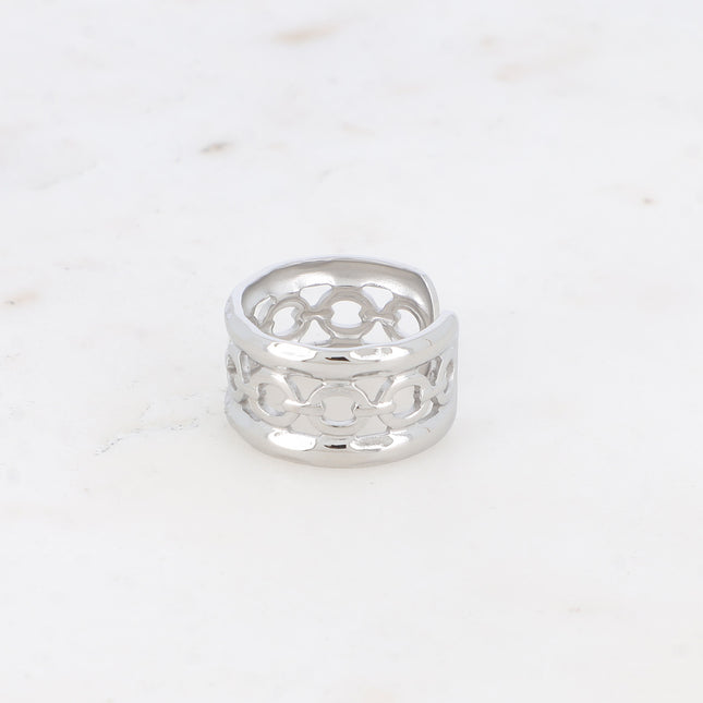 Wide ring - openwork and hammered mesh effect