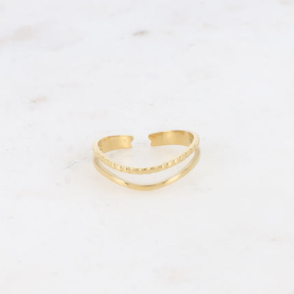 Bague Cosma - 2 anneaux effet perlé et lisse