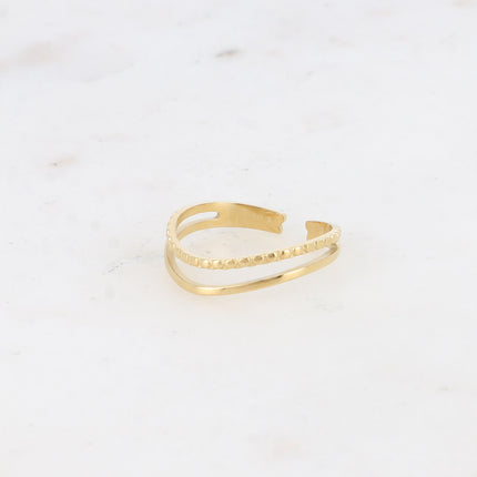 Bague Cosma - 2 anneaux effet perlé et lisse