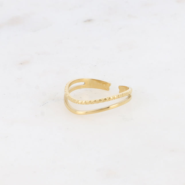 Cosma Ring - 2 bands with a pearly and smooth effect