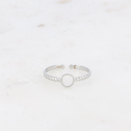 Bague Cloanie - rond lisse et anneau effet perlé