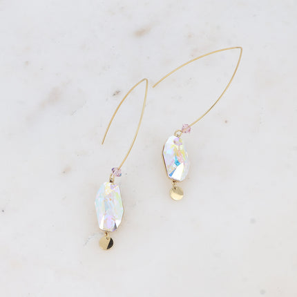 Boucles pendantes - ornées de cristaux de Swarovski® (18x9,5mm) et pampille ronde